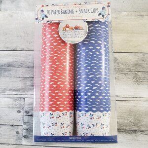 NWT - 70 Count Baking Cups Red and Blue Floral